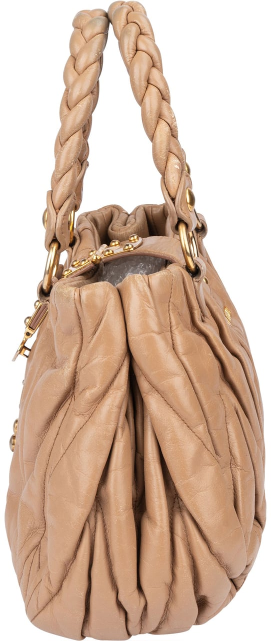 Miu Miu Miu Miu Quilted Leather City Handbag Bruin
