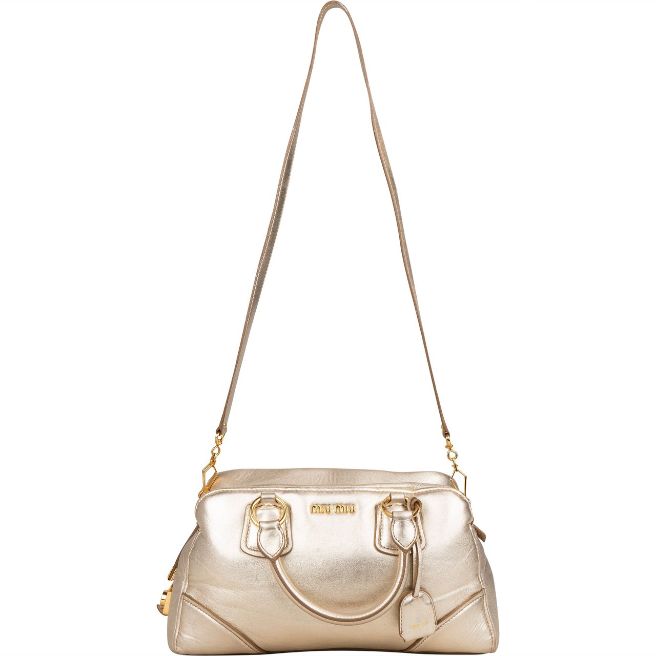 Miu Miu Miu Miu Golden Soft Leather City Handbag Goud