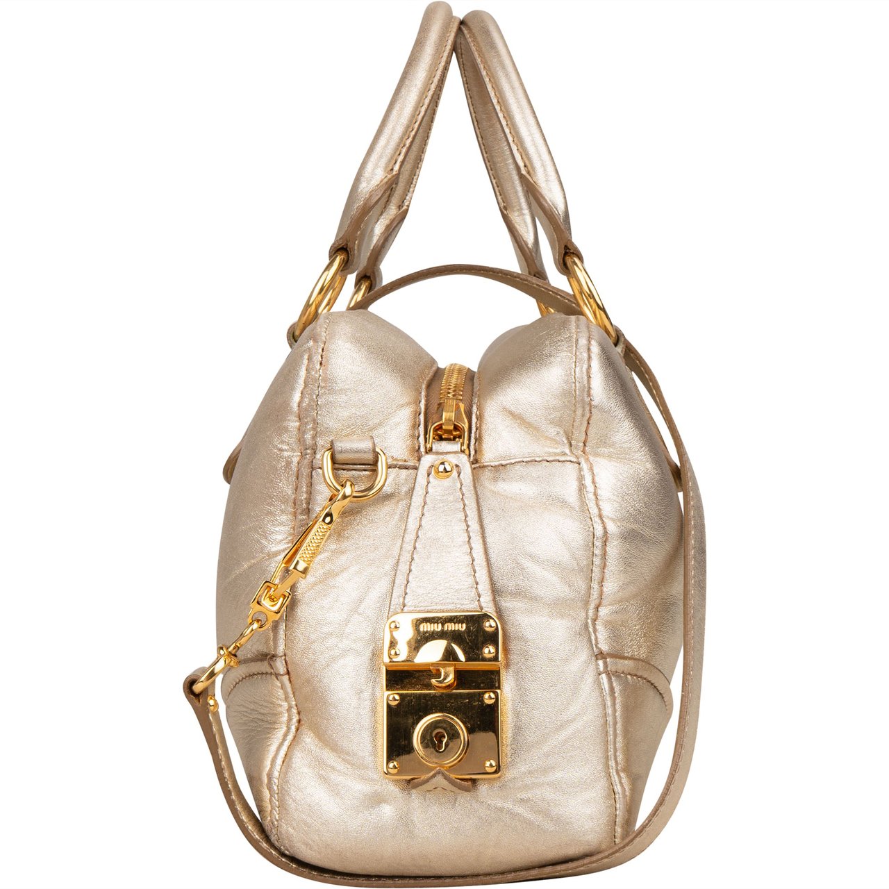 Miu Miu Miu Miu Golden Soft Leather City Handbag Goud