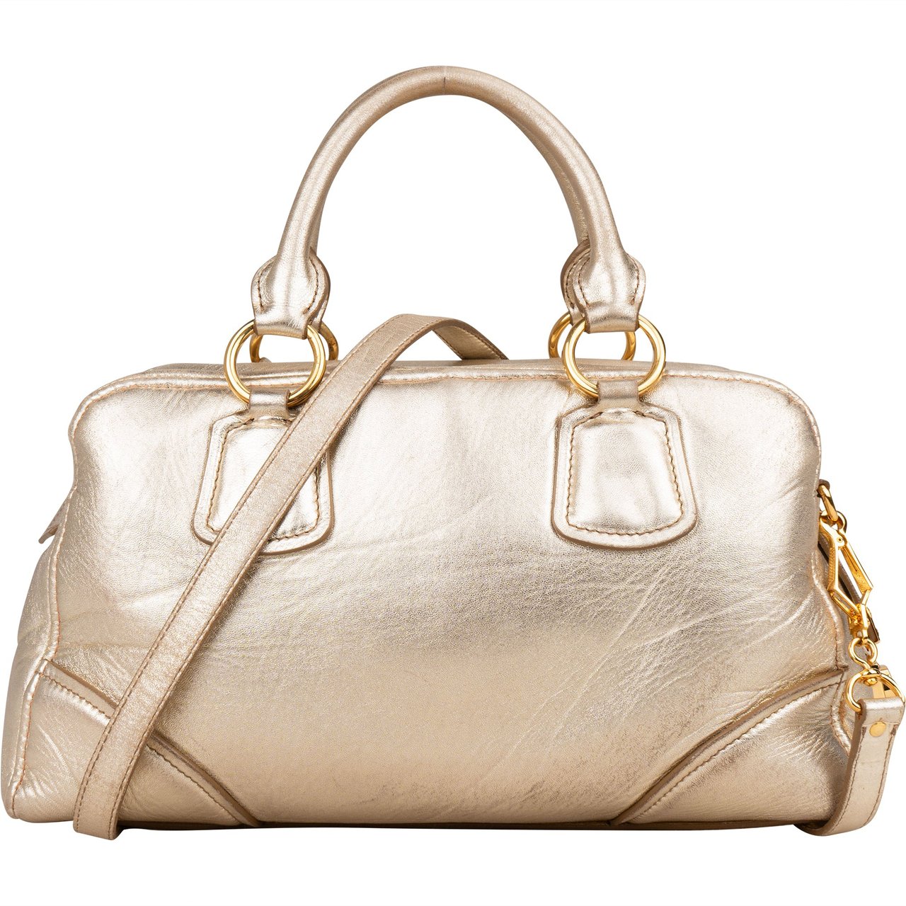 Miu Miu Miu Miu Golden Soft Leather City Handbag Goud