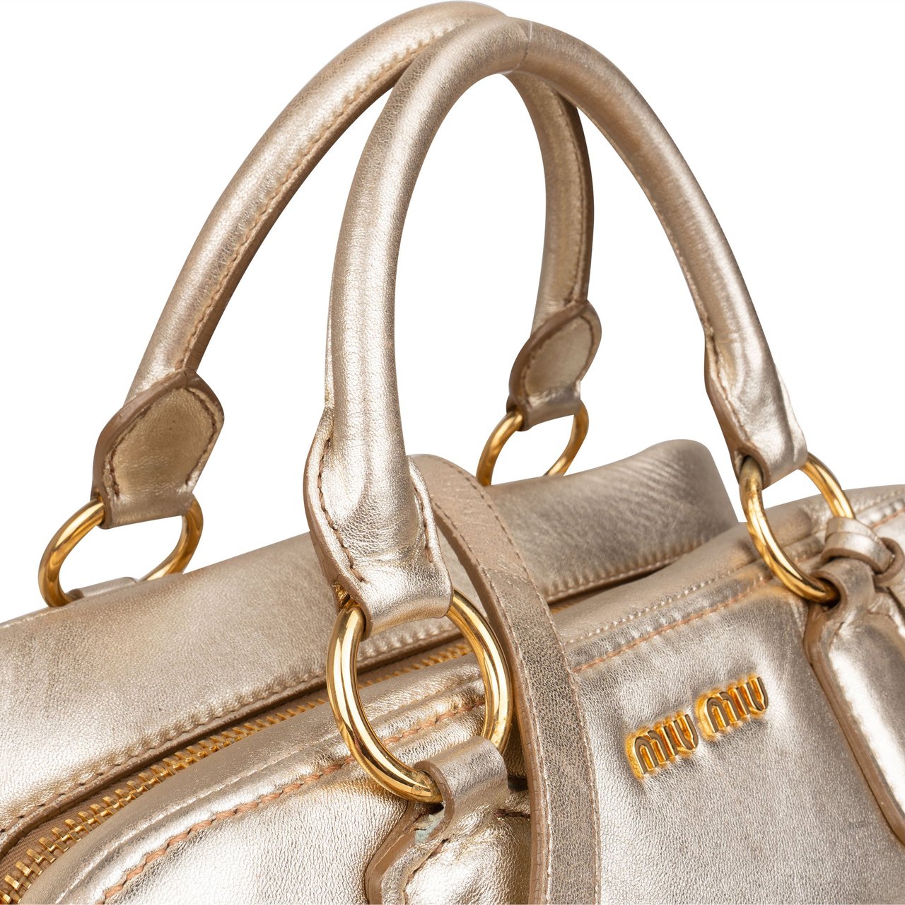 Miu Miu Golden Soft Leather City Handbag Divers