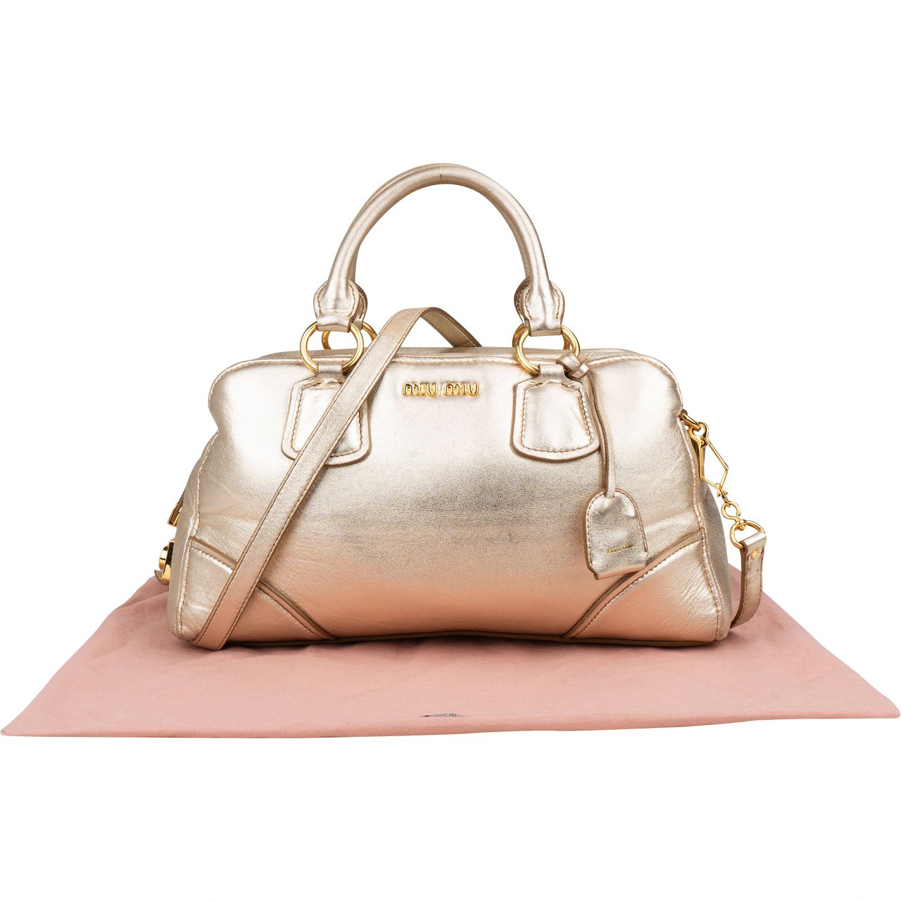 Miu Miu Miu Miu Golden Soft Leather City Handbag Goud
