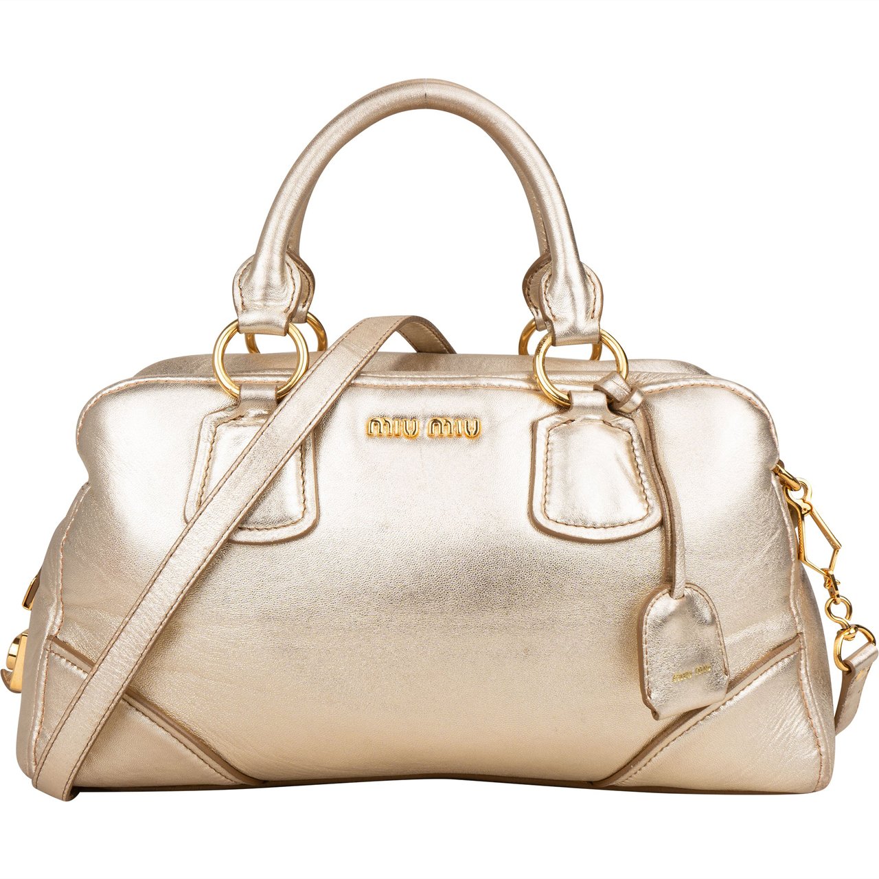 Miu Miu Miu Miu Golden Soft Leather City Handbag Goud