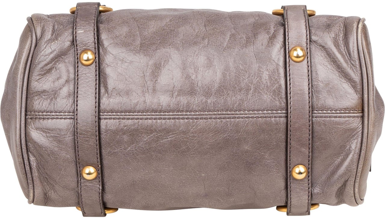 Miu Miu Miu Miu Grey Leather City Handbag Donkergrijs