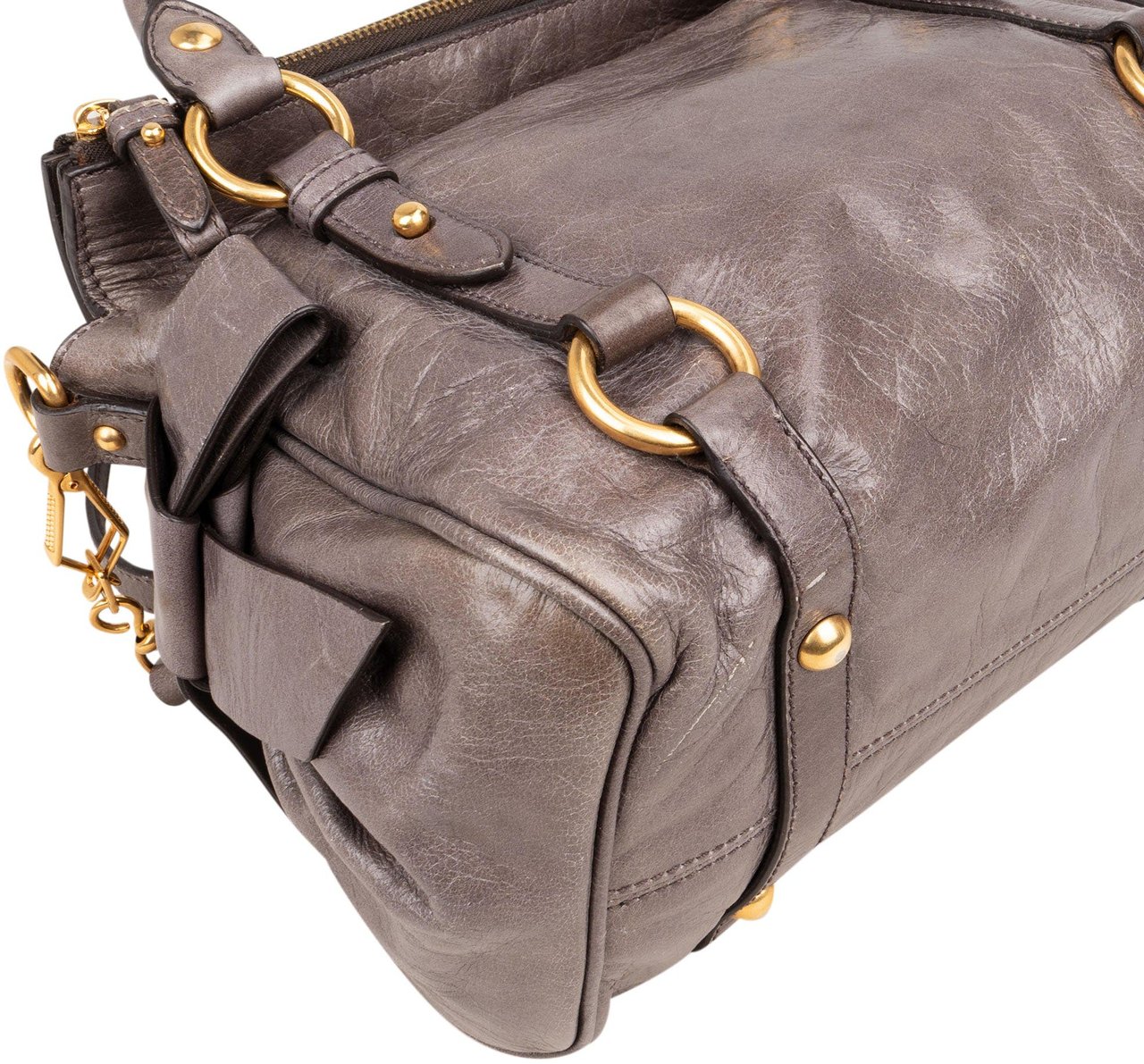 Miu Miu Miu Miu Grey Leather City Handbag Donkergrijs