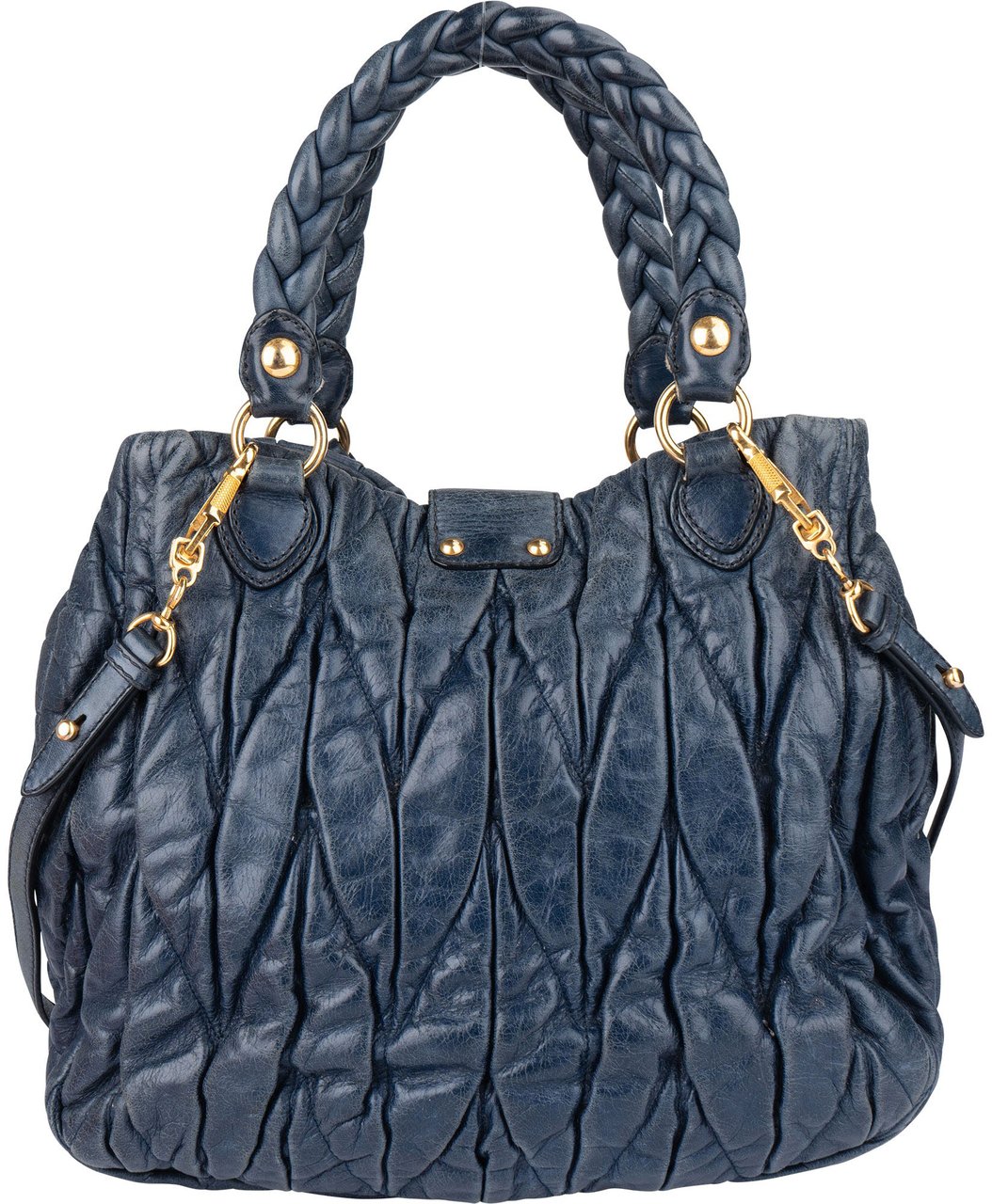 Miu Miu Miu Miu Quilted Leather City Handbag Blauw