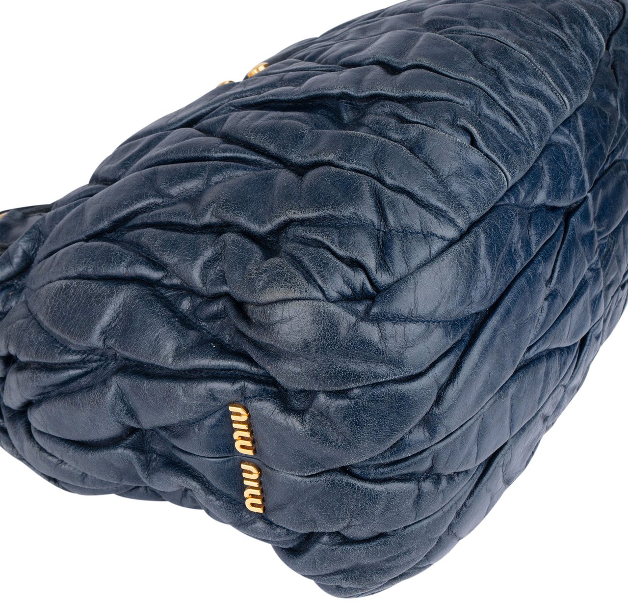 Miu Miu Miu Miu Quilted Leather City Handbag Blauw