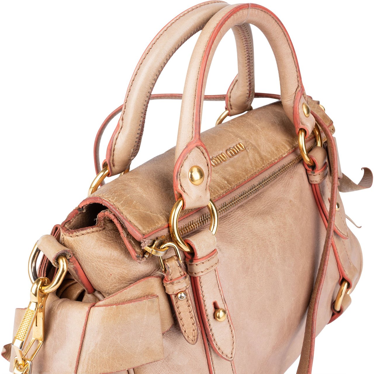 Miu Miu Pink Leather City Handbag Roze