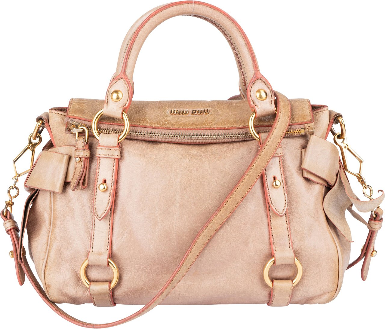 Miu Miu Pink Leather City Handbag Roze