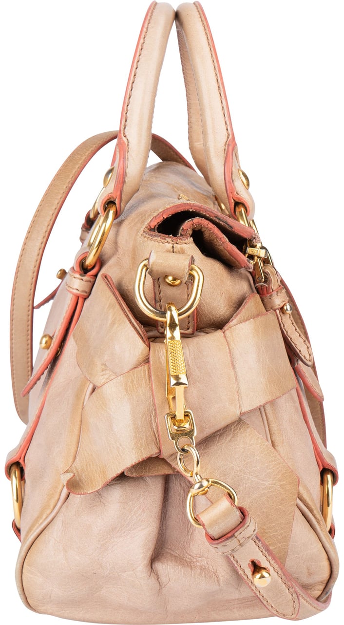 Miu Miu Pink Leather City Handbag Roze