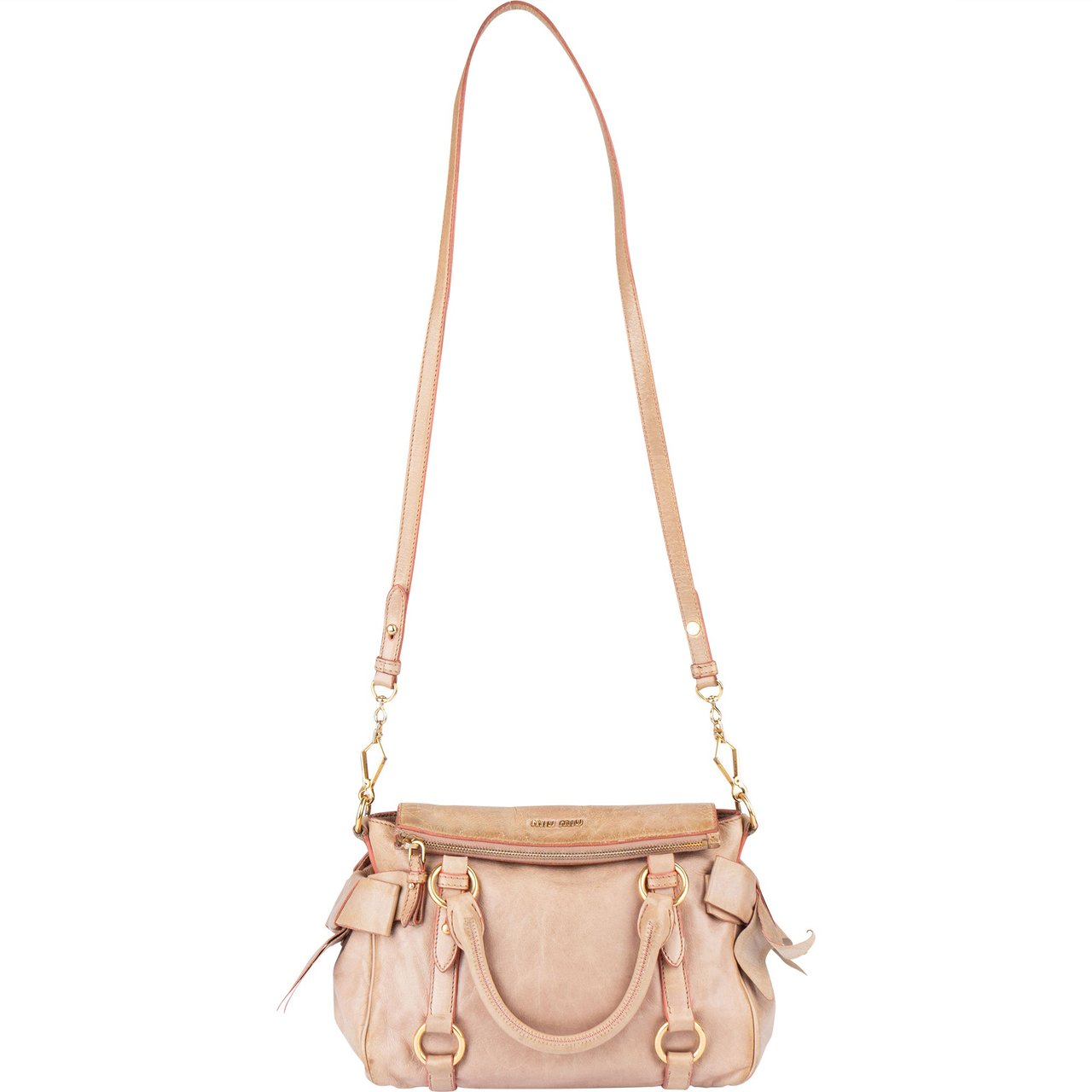 Miu Miu Pink Leather City Handbag Roze