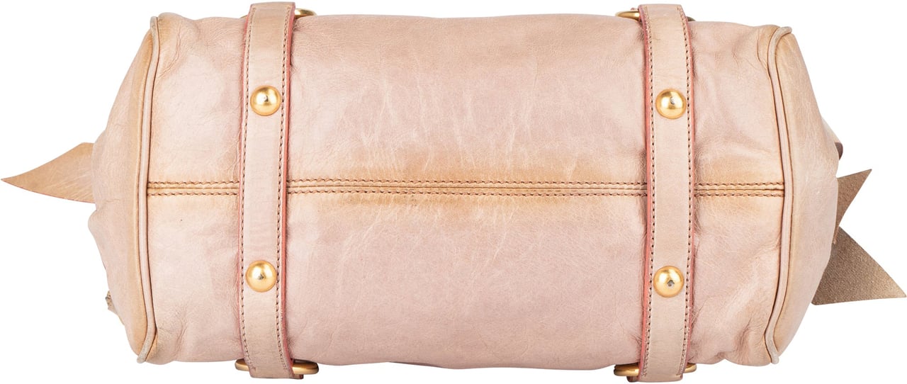 Miu Miu Pink Leather City Handbag Roze