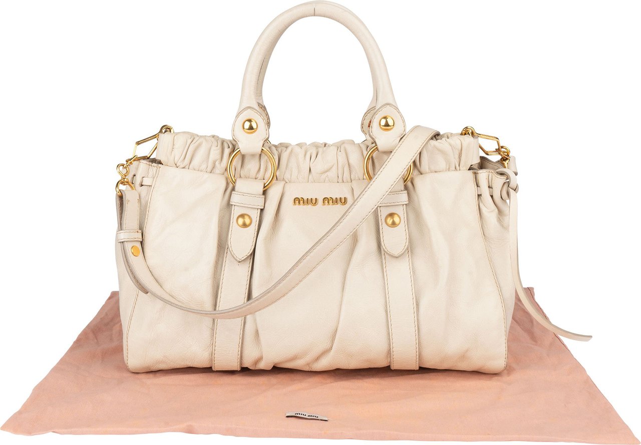 Miu Miu Miu Miu Leather City Handbag Wit