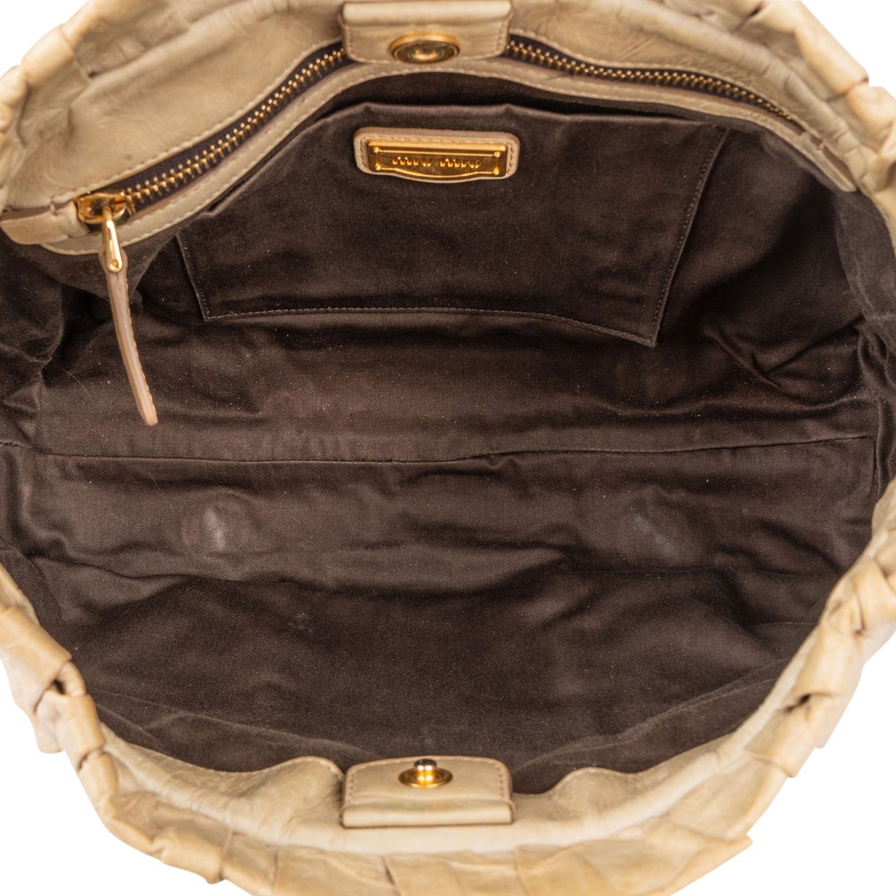 Miu Miu Miu Miu Leather City Handbag Beige