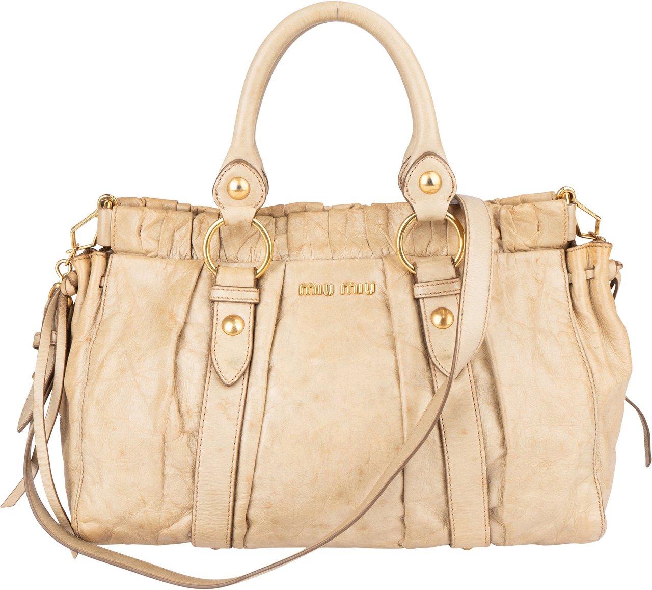 Miu Miu Miu Miu Leather City Handbag Beige