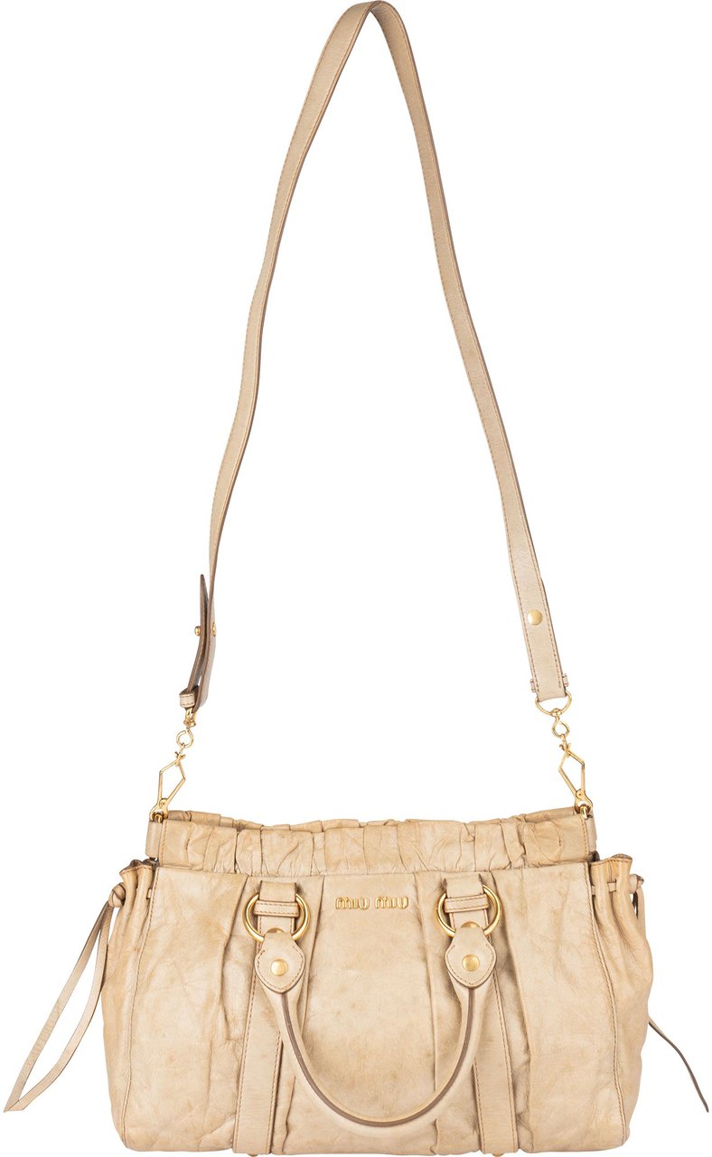 Miu Miu Miu Miu Leather City Handbag Beige