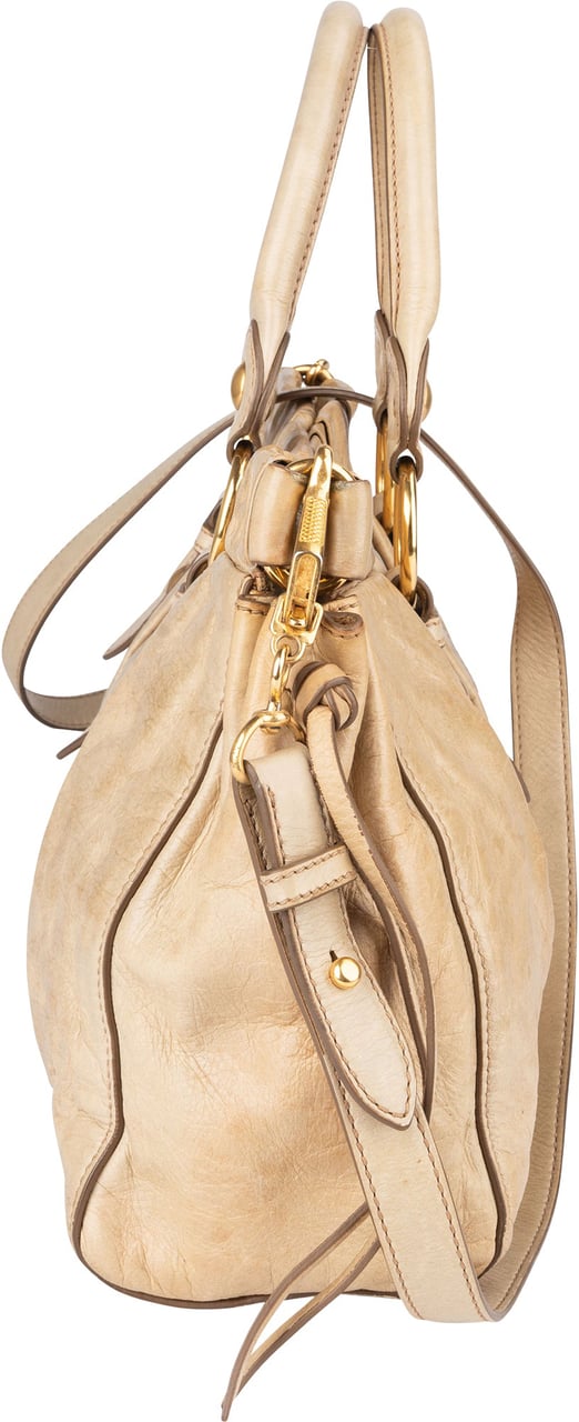 Miu Miu Miu Miu Leather City Handbag Beige