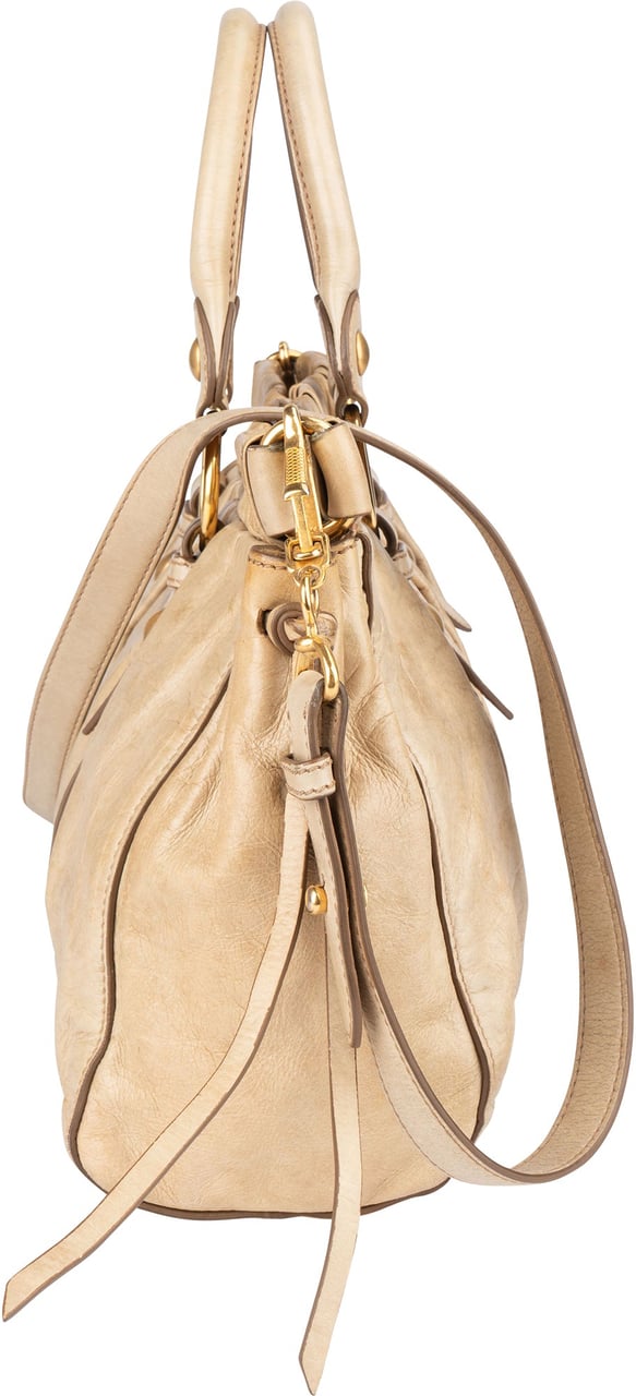 Miu Miu Miu Miu Leather City Handbag Beige