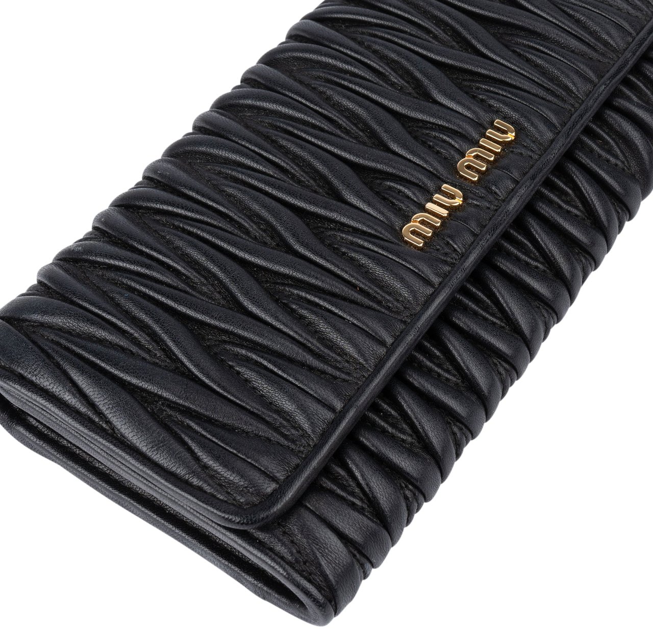 Miu Miu Miu Miu Quilted Leather Wallet Zwart