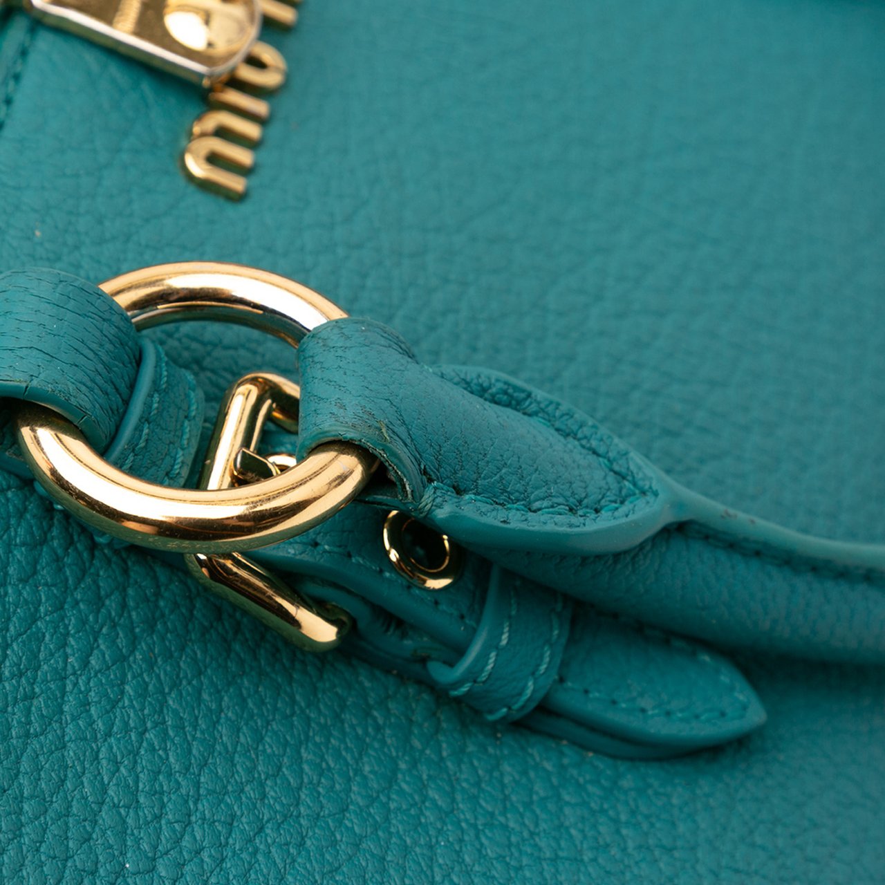 Miu Miu Goatskin Madras Satchel Blauw