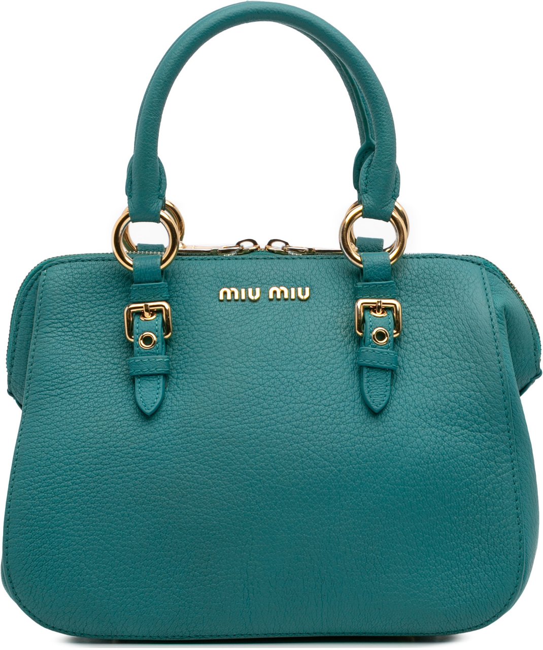 Miu Miu Goatskin Madras Satchel Blauw