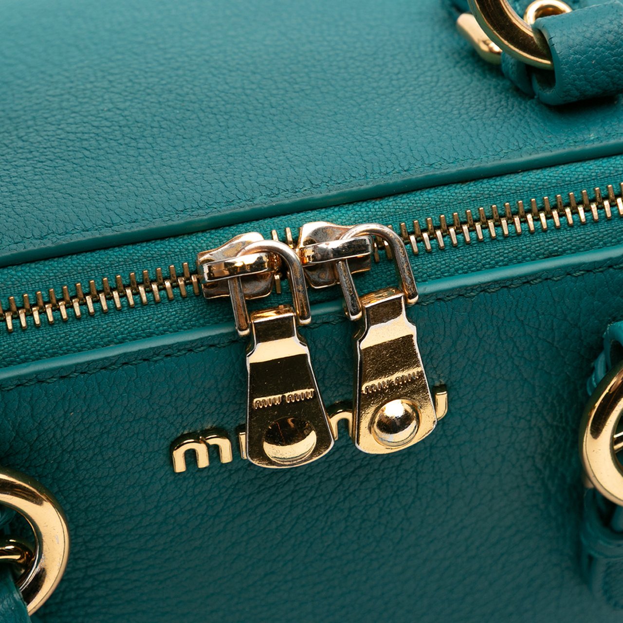 Miu Miu Goatskin Madras Satchel Blauw