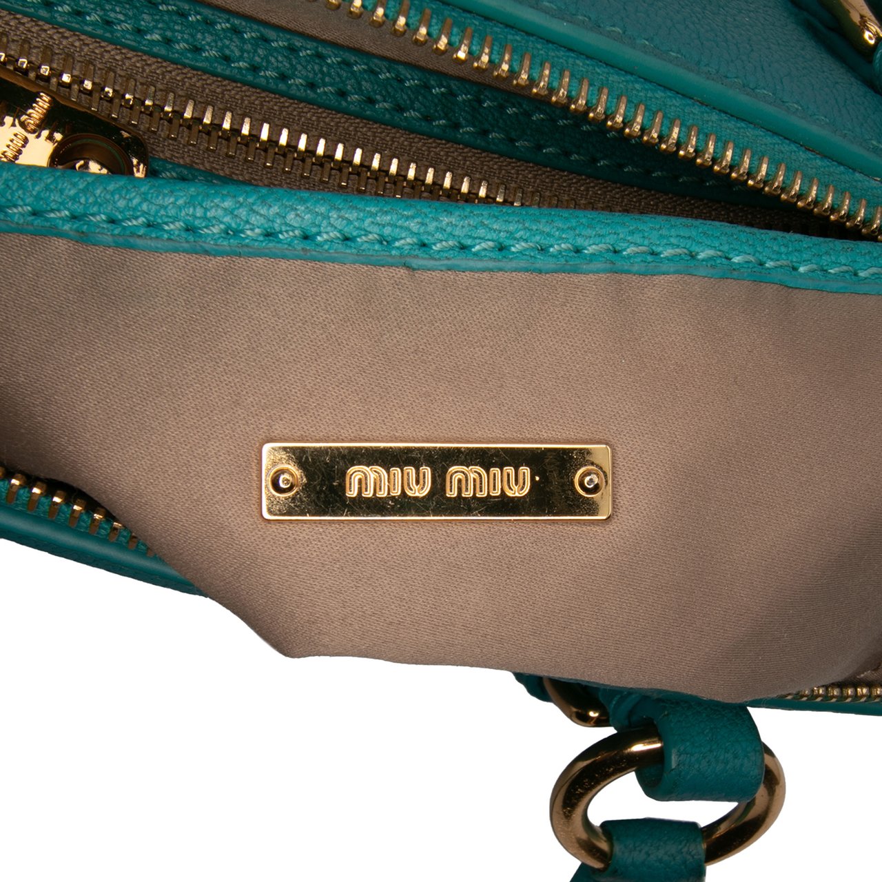 Miu Miu Goatskin Madras Satchel Blauw