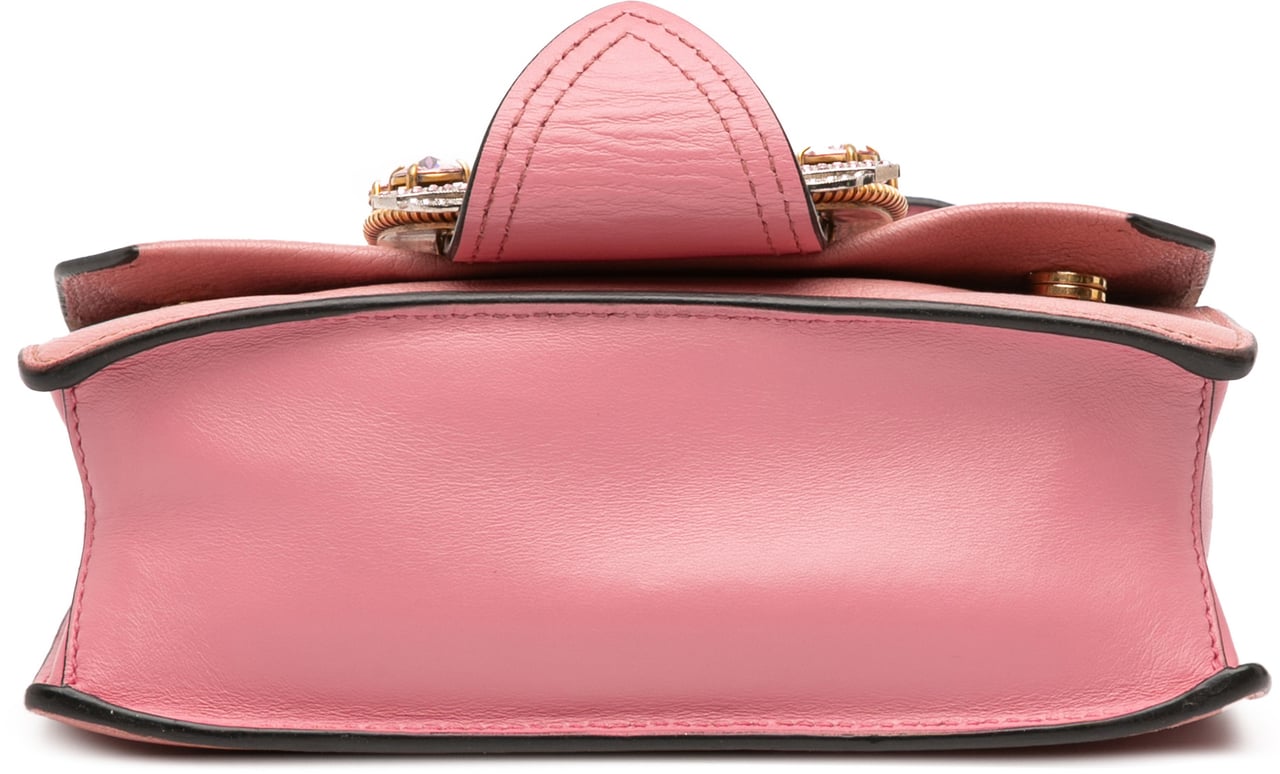 Miu Miu Goatskin Madras Soft Calf Crystal Embellished Crossbody Roze