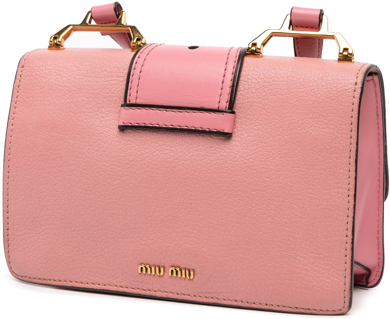 Miu Miu Goatskin Madras Soft Calf Crystal Embellished Crossbody Roze