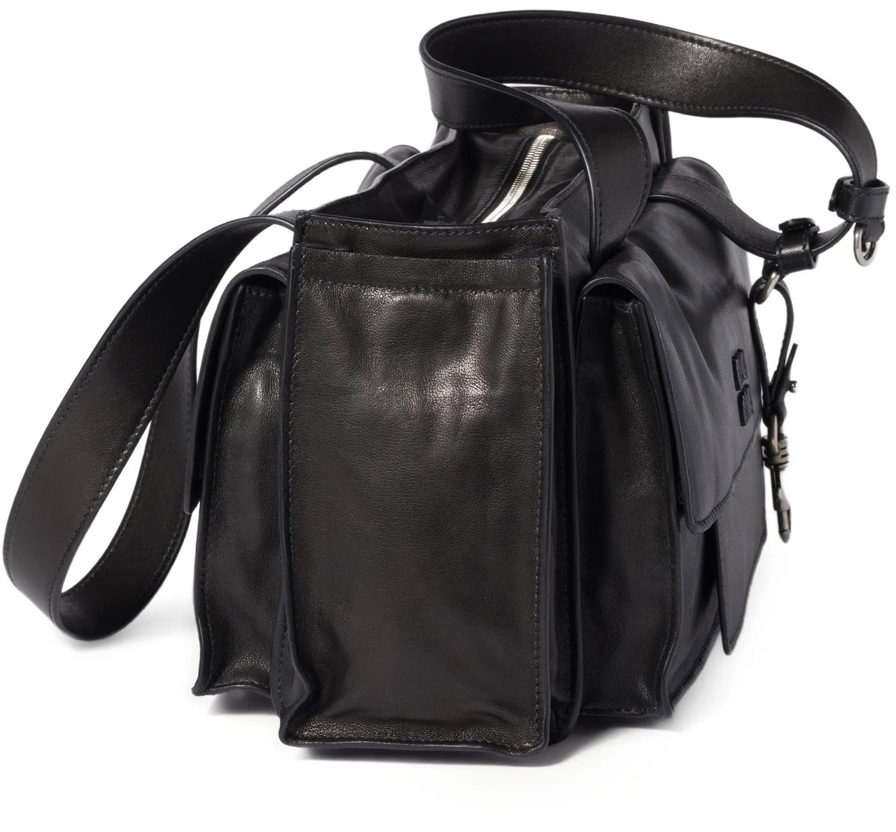 Miu Miu Black Shopping Utilitaire Leather Bag Zwart