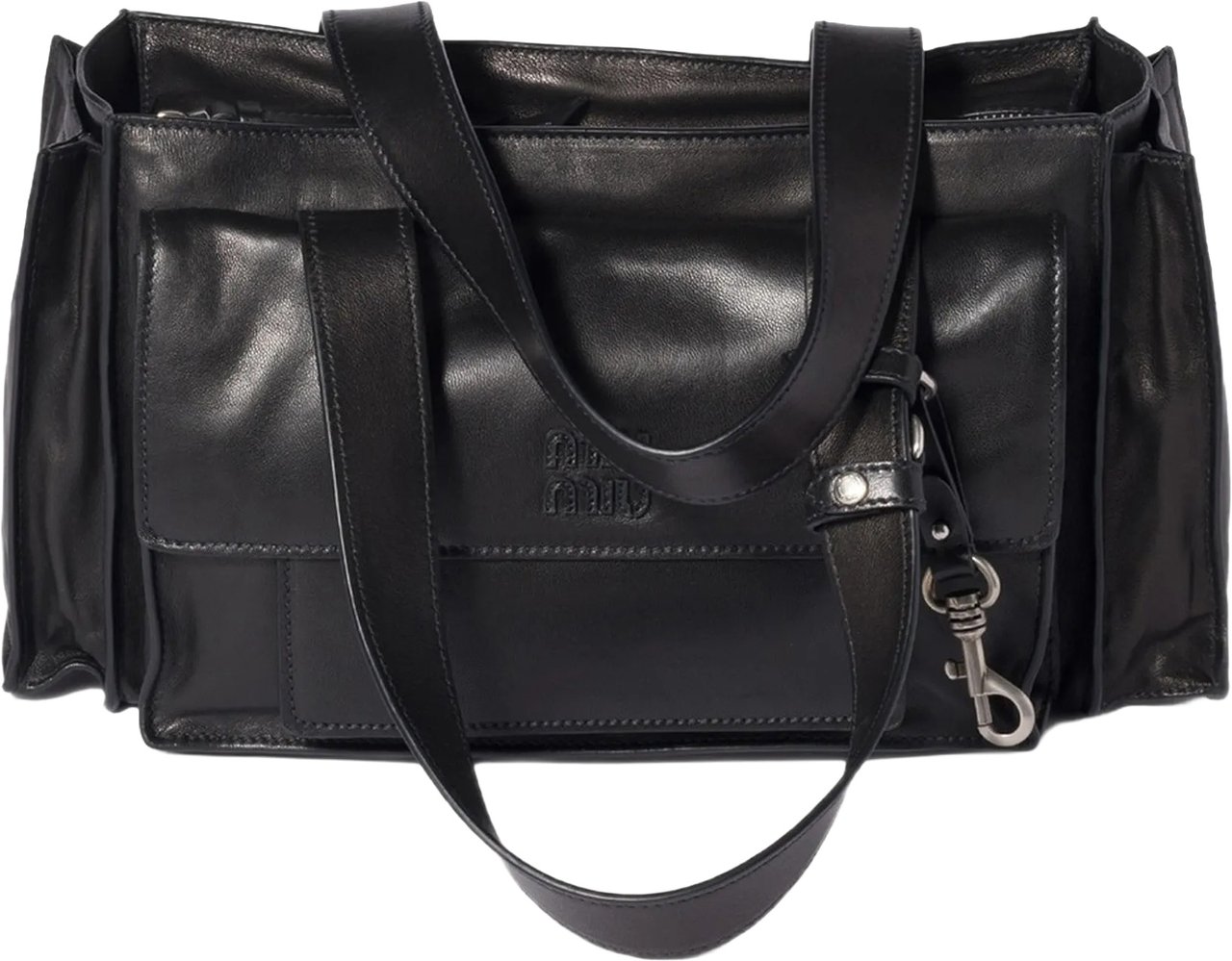 Miu Miu Black Shopping Utilitaire Leather Bag Zwart