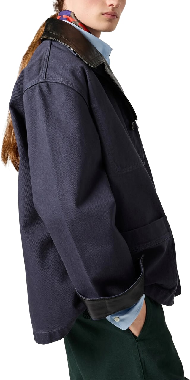 Miu Miu Blue Boxy Multitude Pockets Jacket Blauw