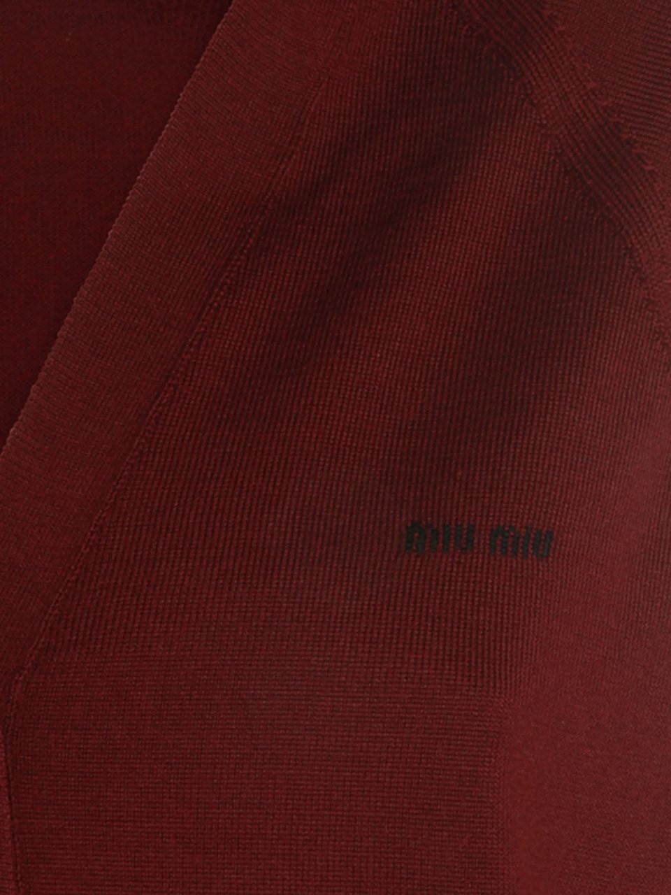Miu Miu Burgundy Wool V-Neck Button Cardigan Rood