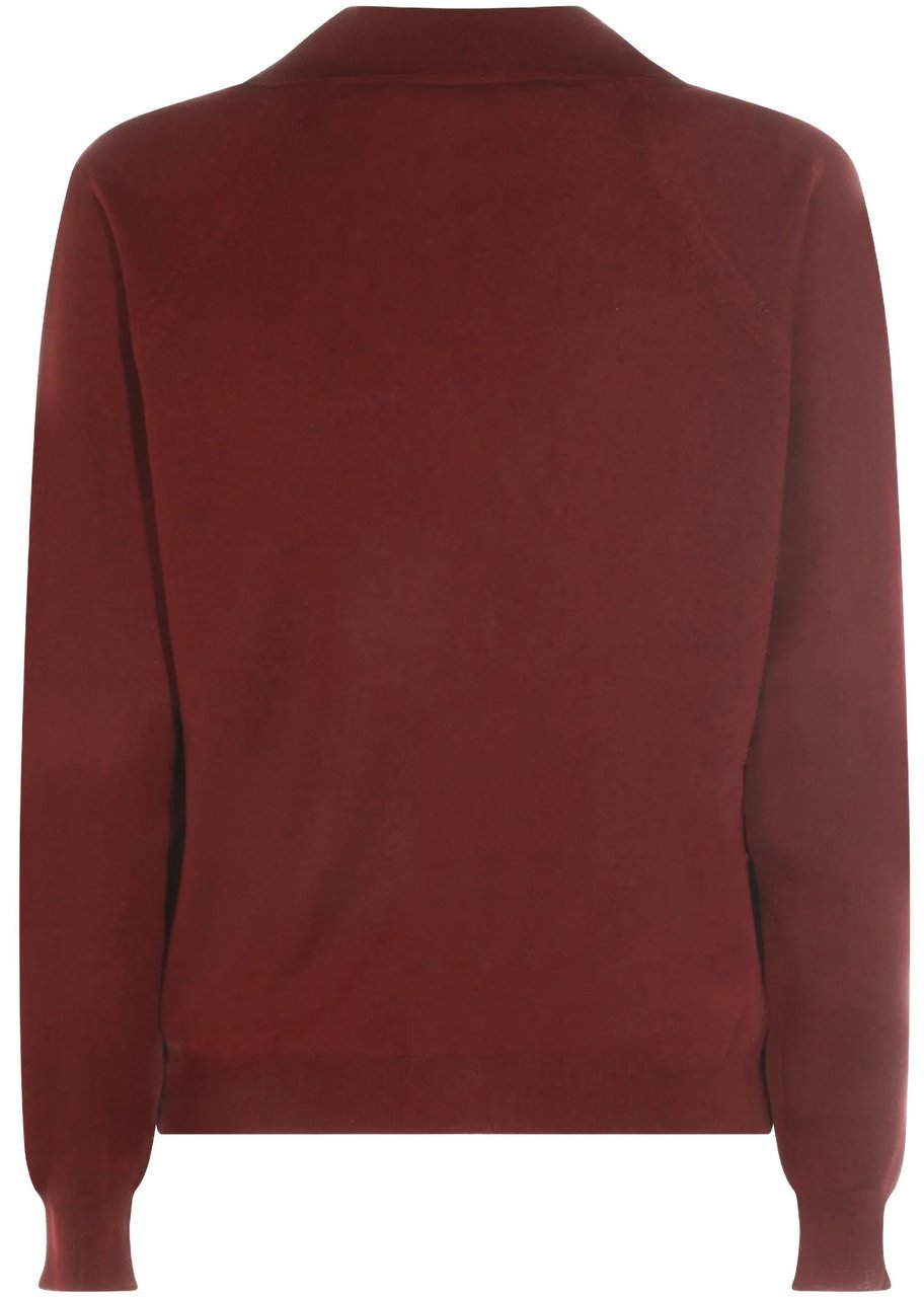 Miu Miu Burgundy Wool V-Neck Button Cardigan Rood