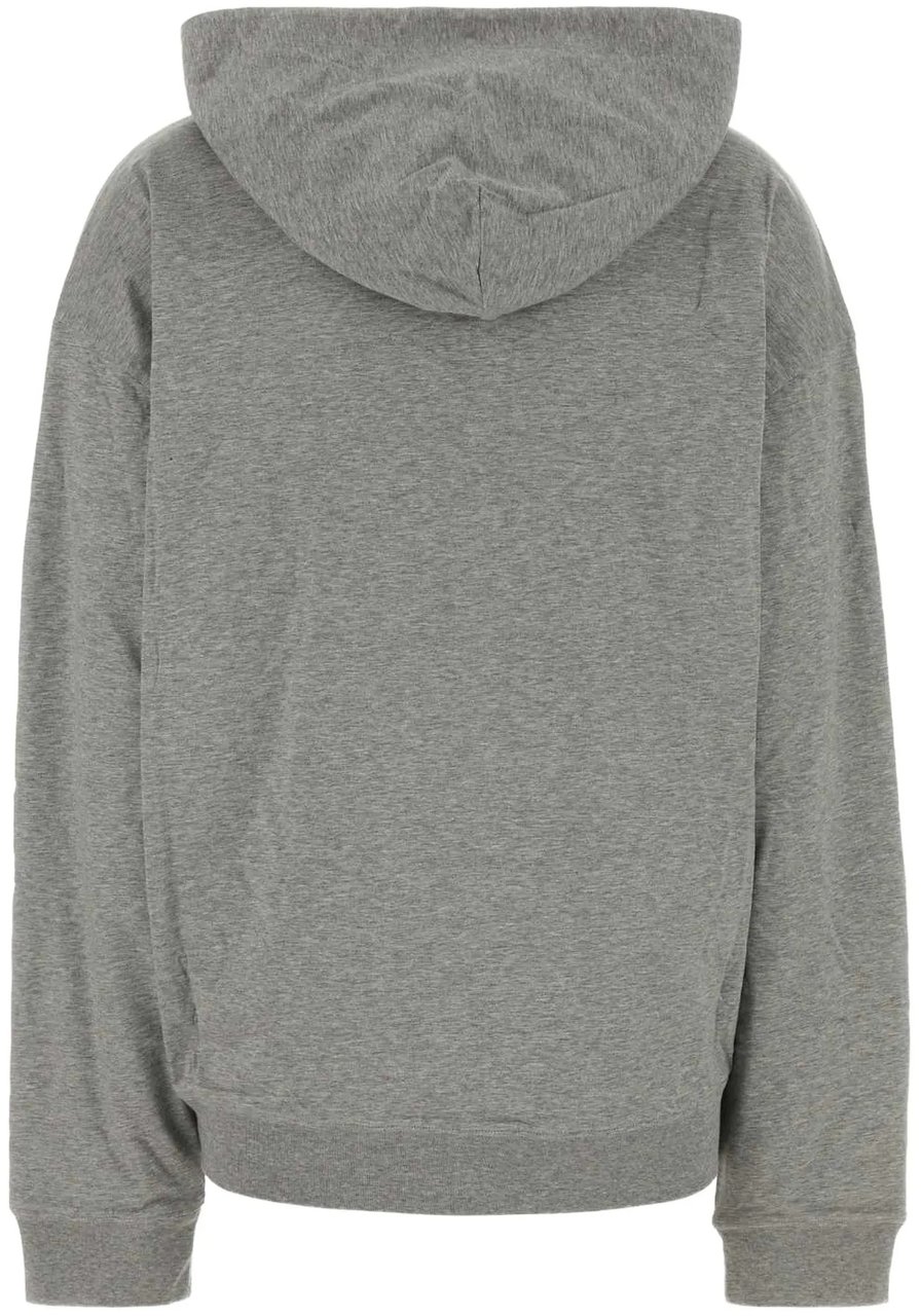 Miu Miu Zip-Up Hoodie with Relaxed Fit and Signature Patch Grijs