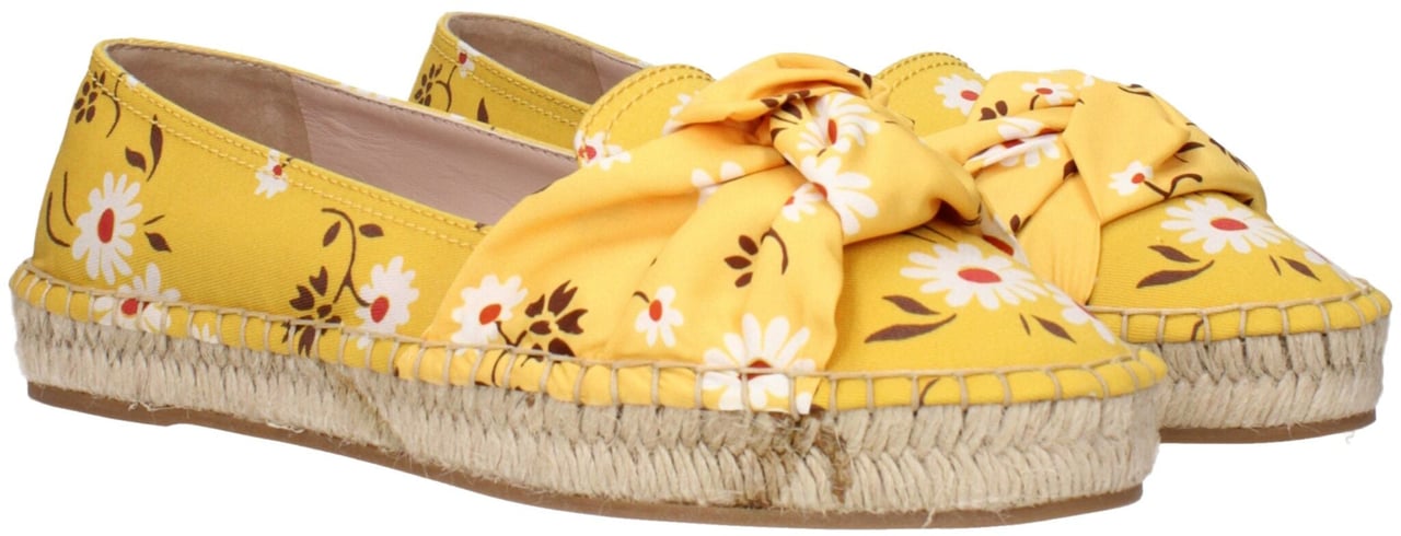 Miu Miu Yellow Fabric Espadrilles Geel