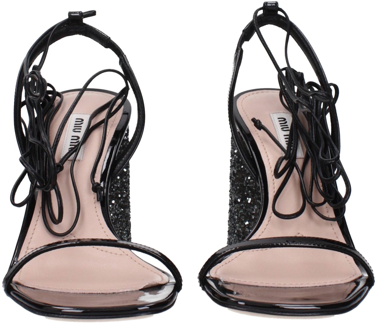 Miu Miu Black Leather Platform Sandals Zwart