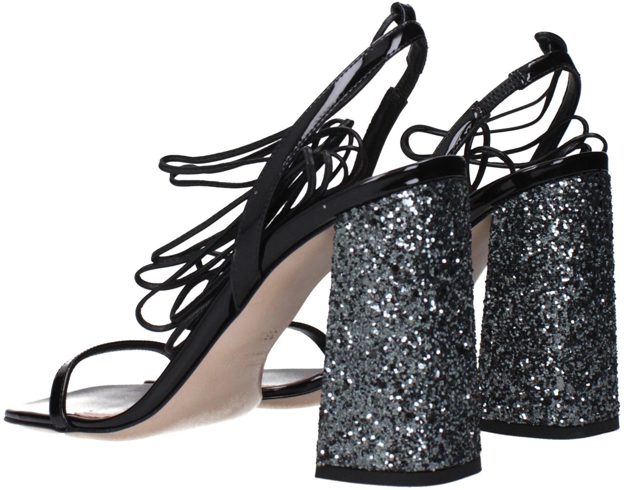 Miu Miu Black Leather Platform Sandals Zwart