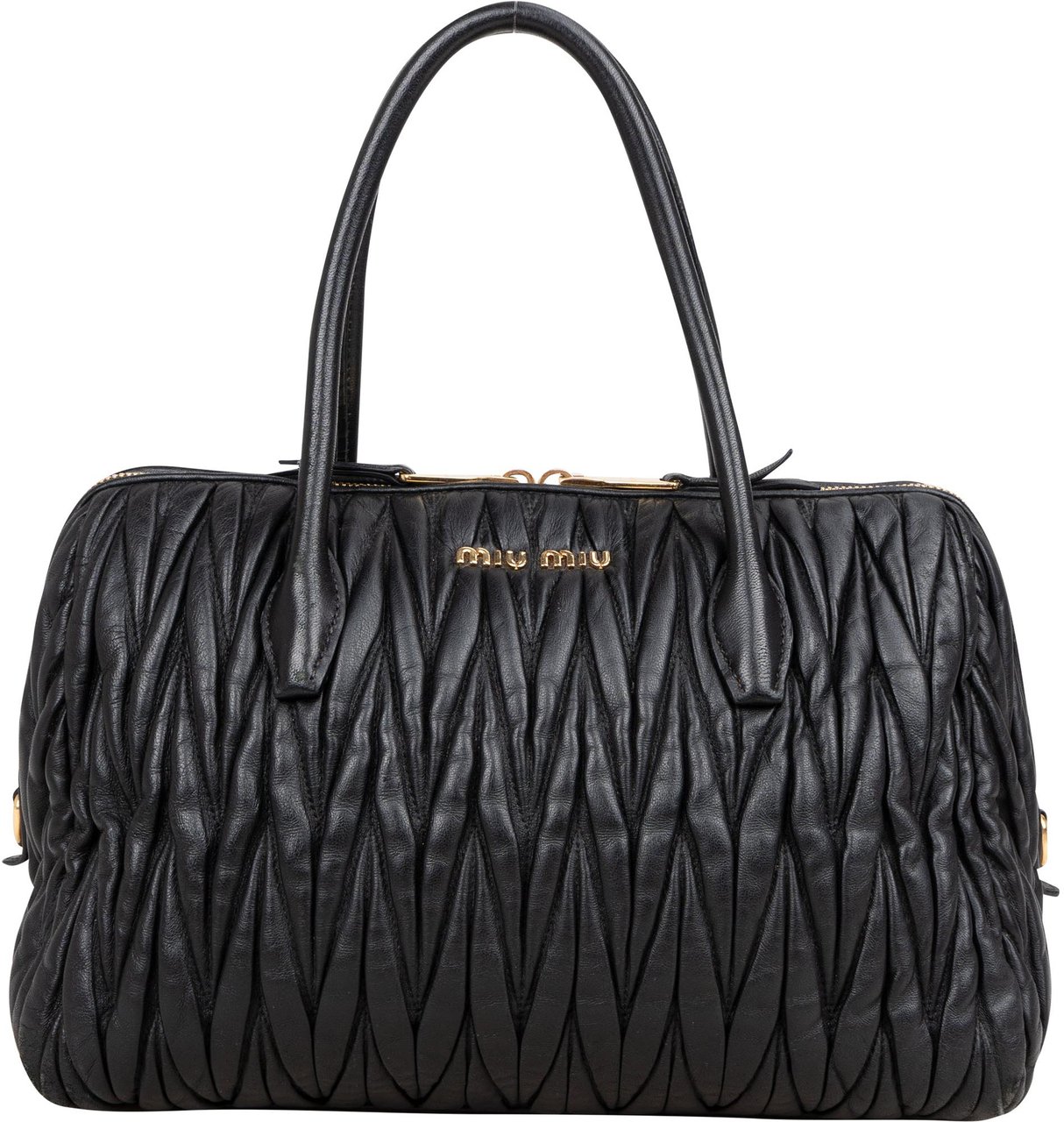 Miu Miu Miu Miu Quilted Leather Matelasse City Handbag Zwart