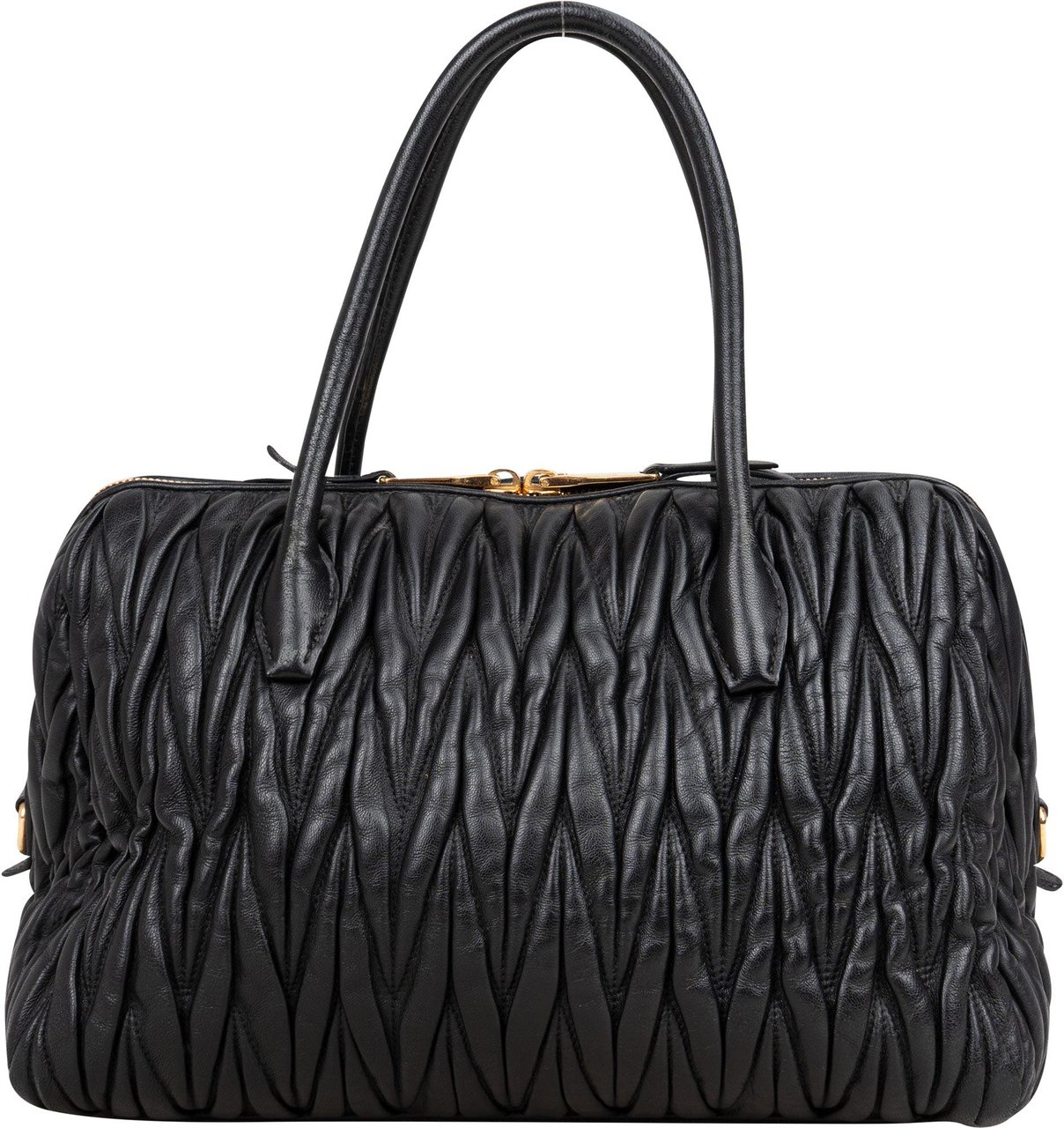 Miu Miu Miu Miu Quilted Leather Matelasse City Handbag Zwart