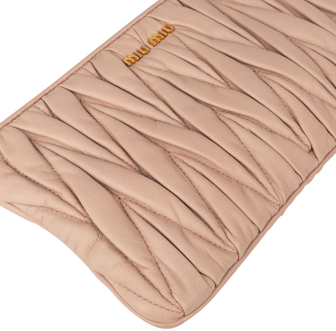 Miu Miu Miu Miu Quilted Leather Clutch Beige