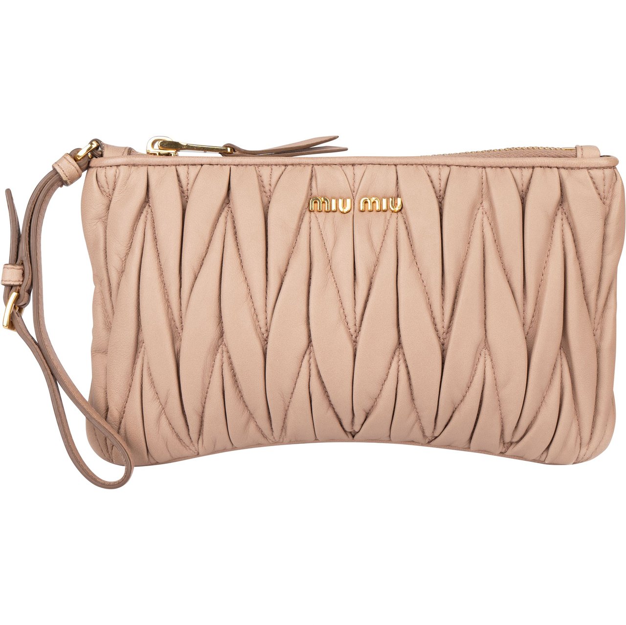 Miu Miu Miu Miu Quilted Leather Clutch Beige