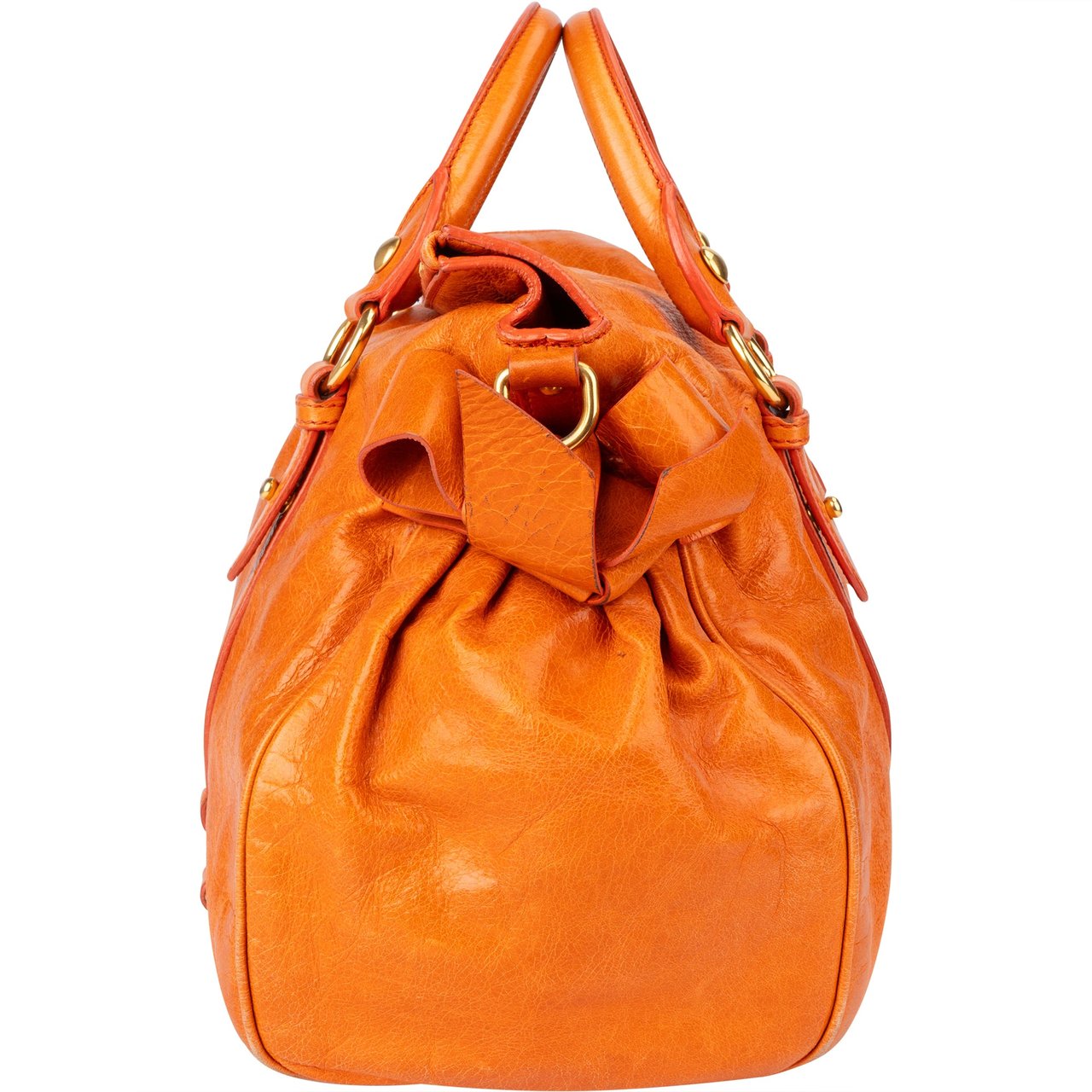 Miu Miu Miu Miu Orange Vitello Lux Satchel City Handbag Oranje