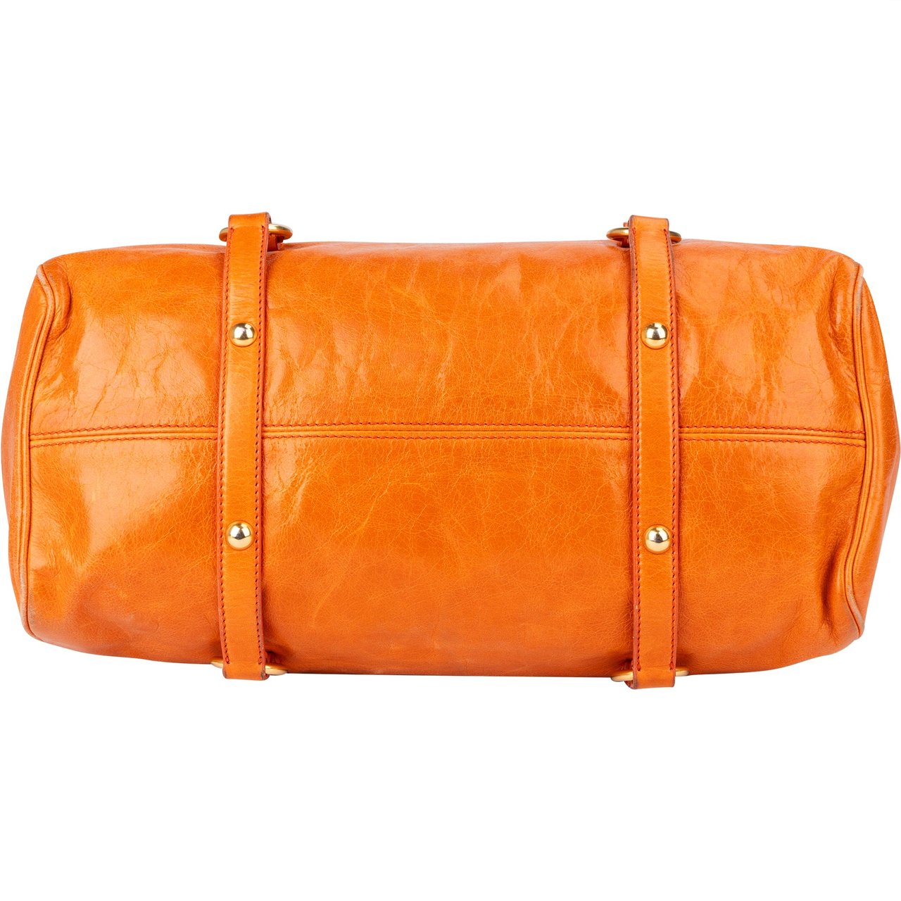 Miu Miu Miu Miu Orange Vitello Lux Satchel City Handbag Oranje