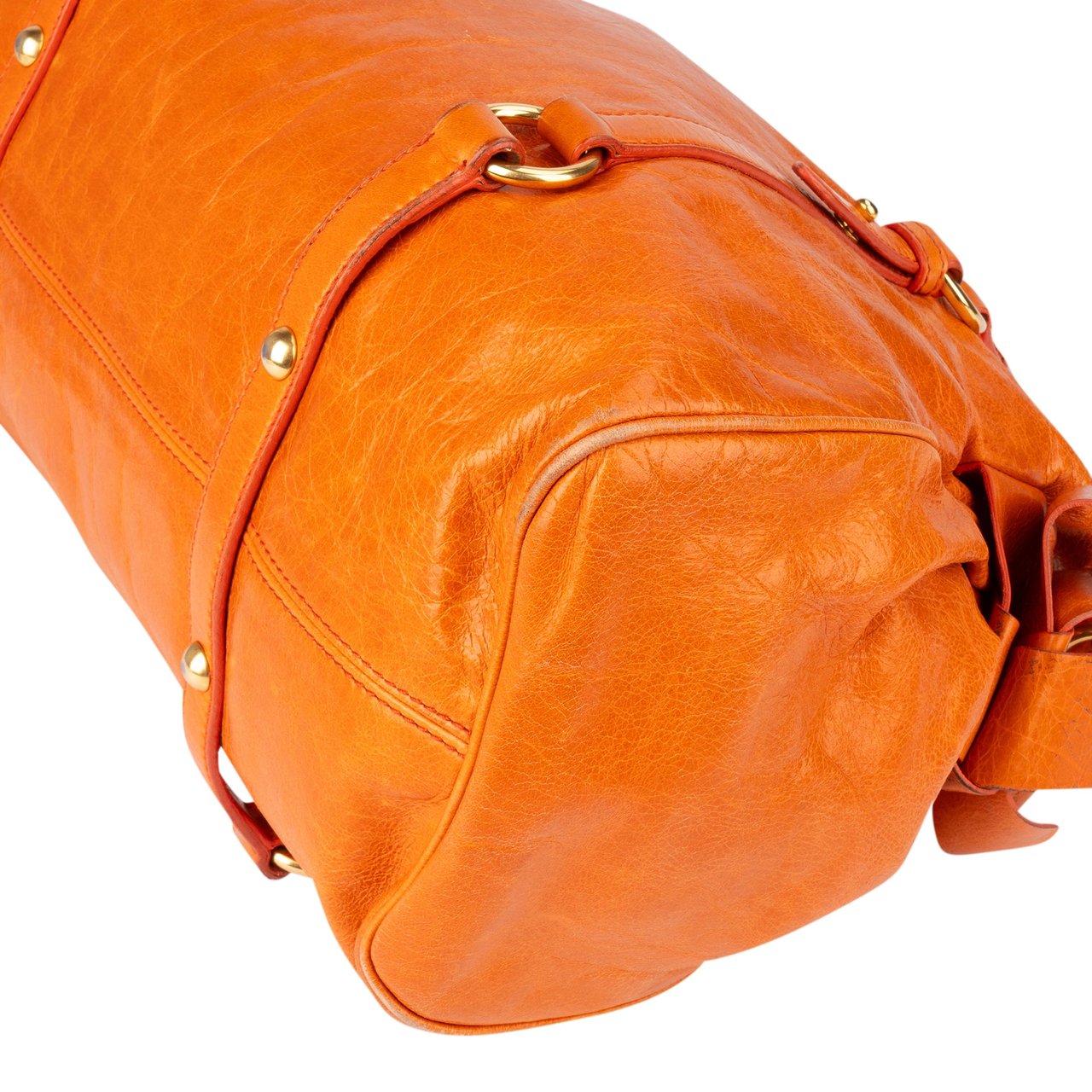 Miu Miu Miu Miu Orange Vitello Lux Satchel City Handbag Oranje