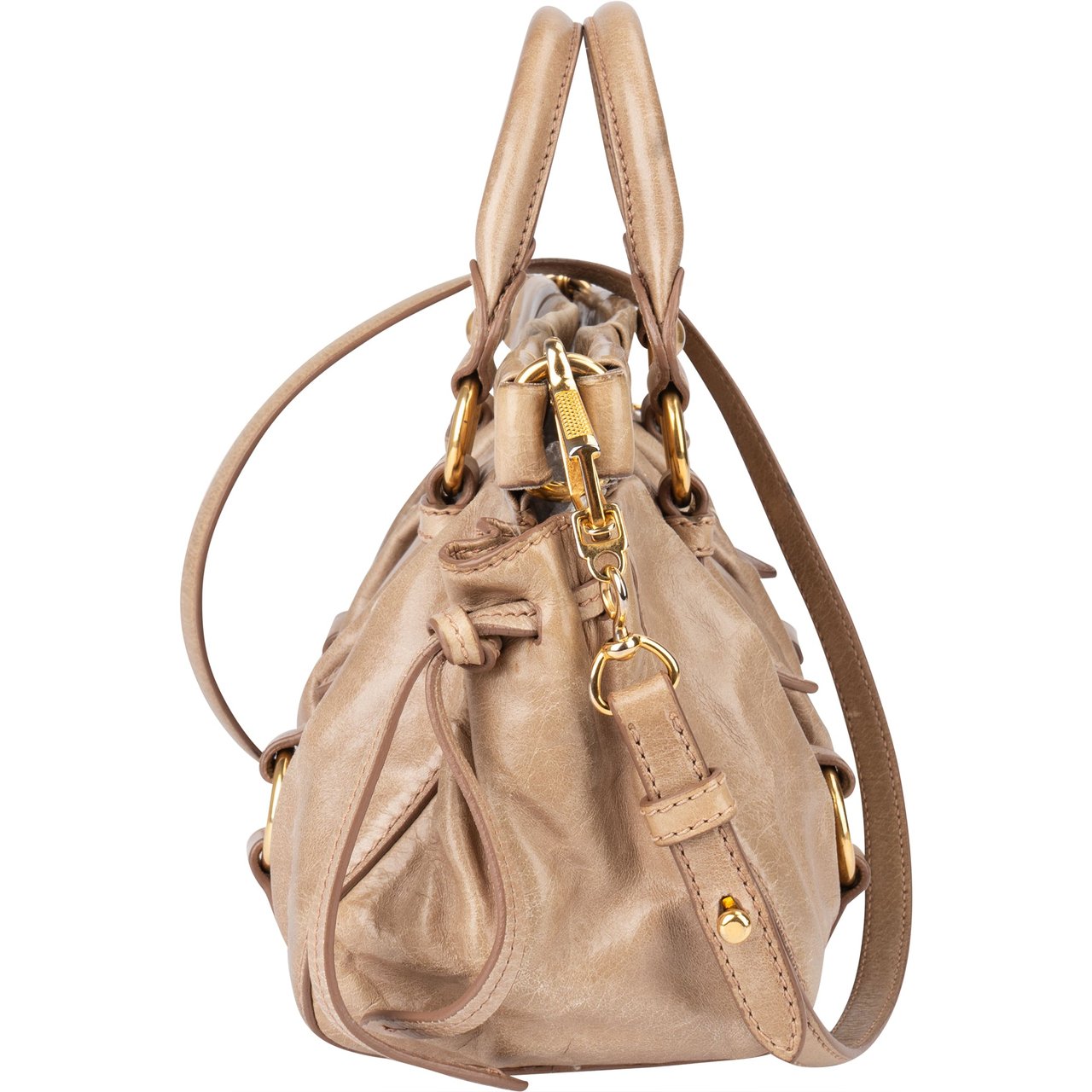Miu Miu Miu Miu Leather City Handbag Beige