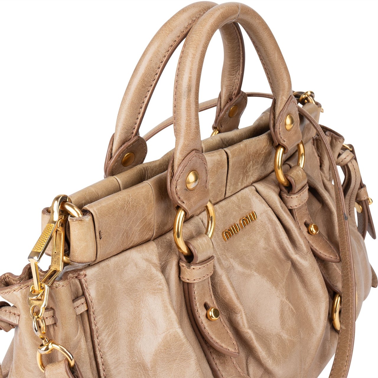 Miu Miu Miu Miu Leather City Handbag Beige