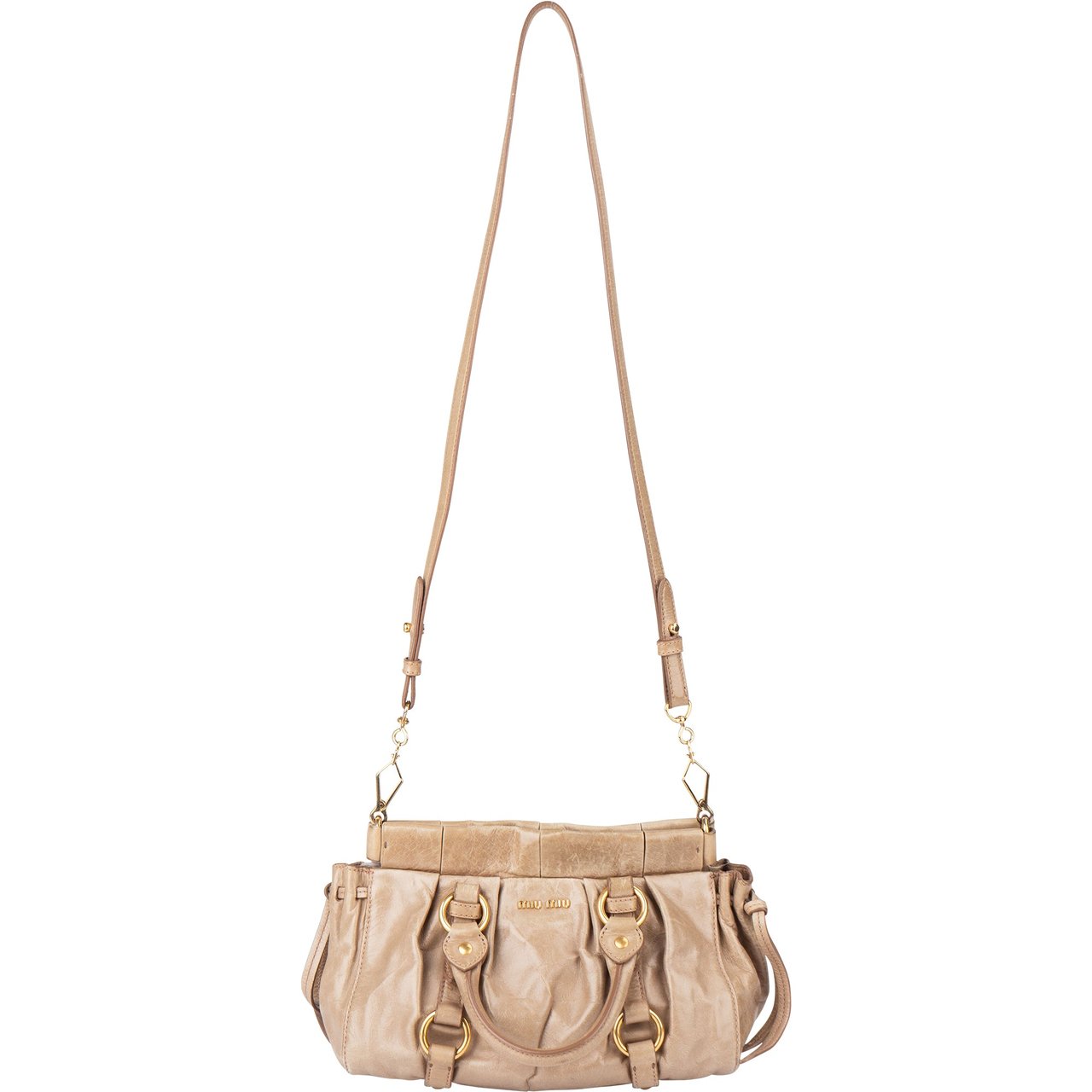 Miu Miu Miu Miu Leather City Handbag Beige