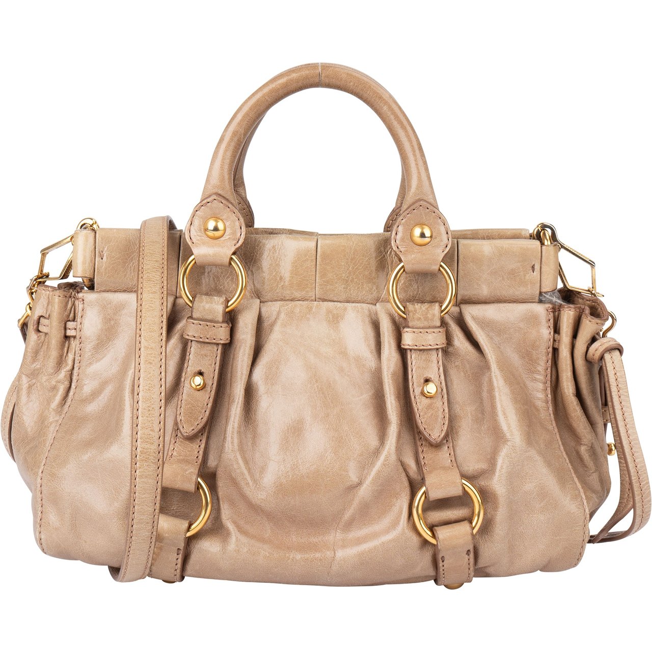 Miu Miu Miu Miu Leather City Handbag Beige