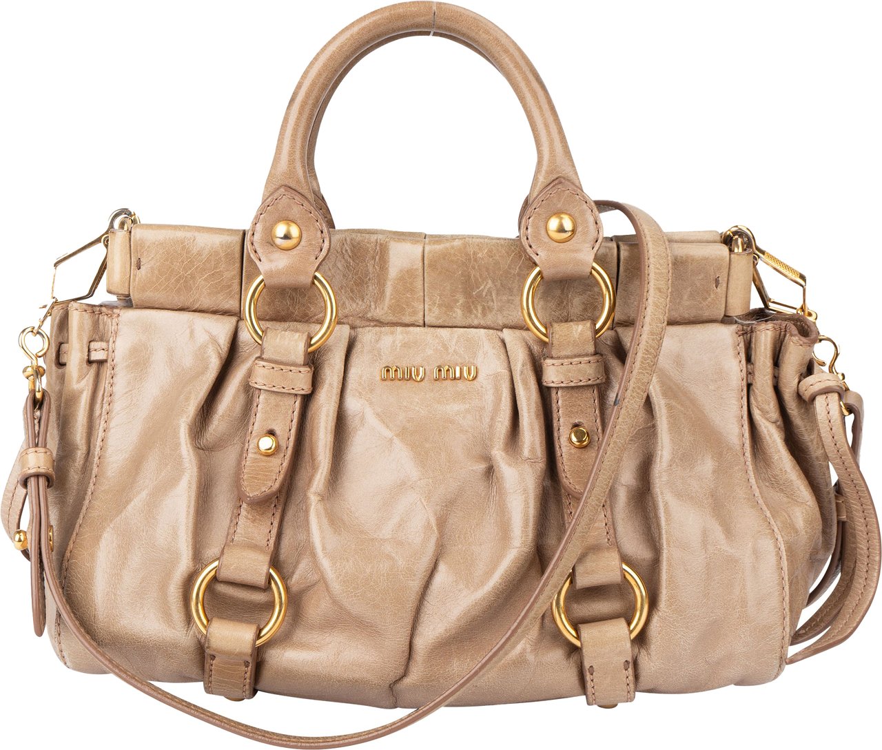 Miu Miu Miu Miu Leather City Handbag Beige